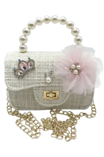 Bolso beige modelo Princesa con perlas