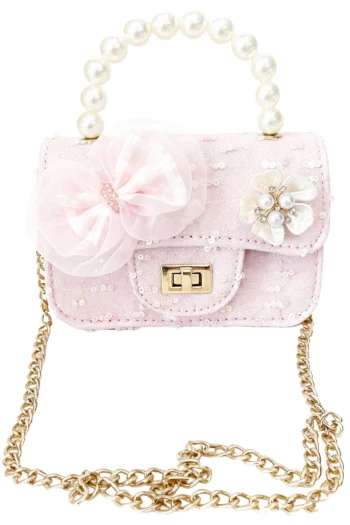 Bolso rosa claro modelo Nieves con perlas