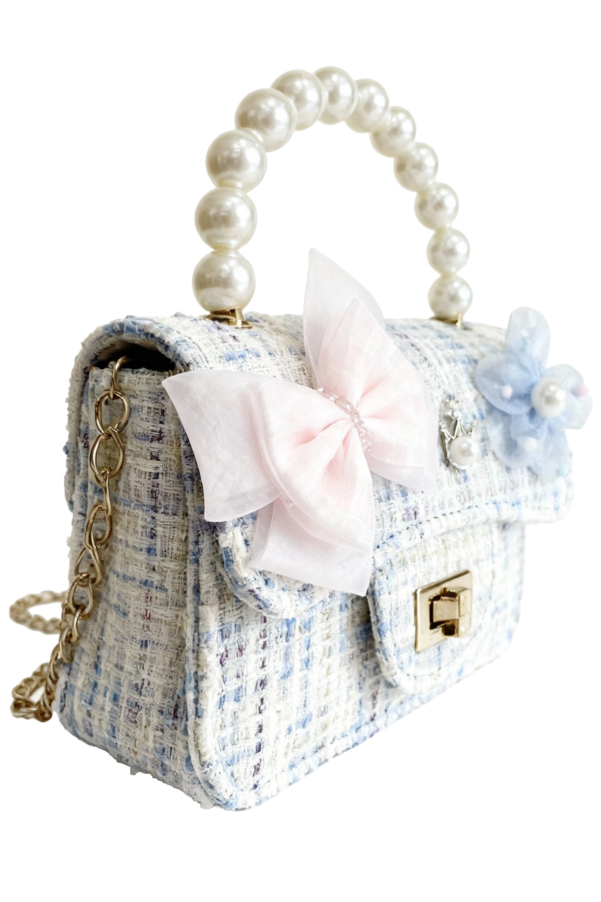 Bolso azulado modelo Nieve con perlas Bolso azulado modelo Nieve con perlas