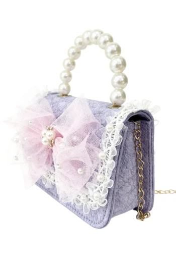 Bolso lila modelo Flor con perlas