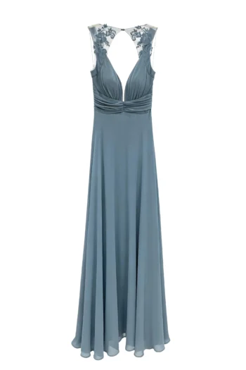 Vestido largo color gris petroleo modelo Gloria