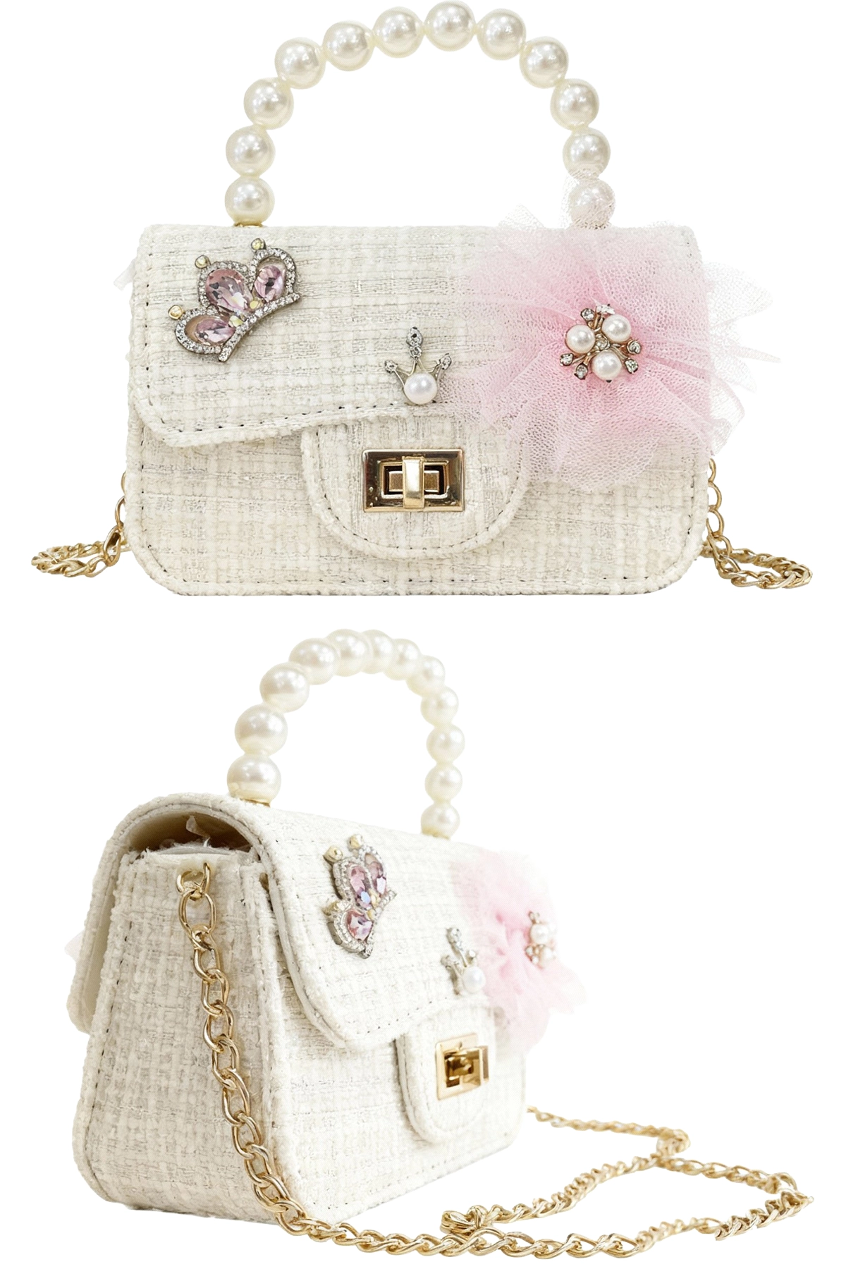 Bolso beige claro modelo Gloria con perlas Bolso beige claro modelo Gloria con perlas