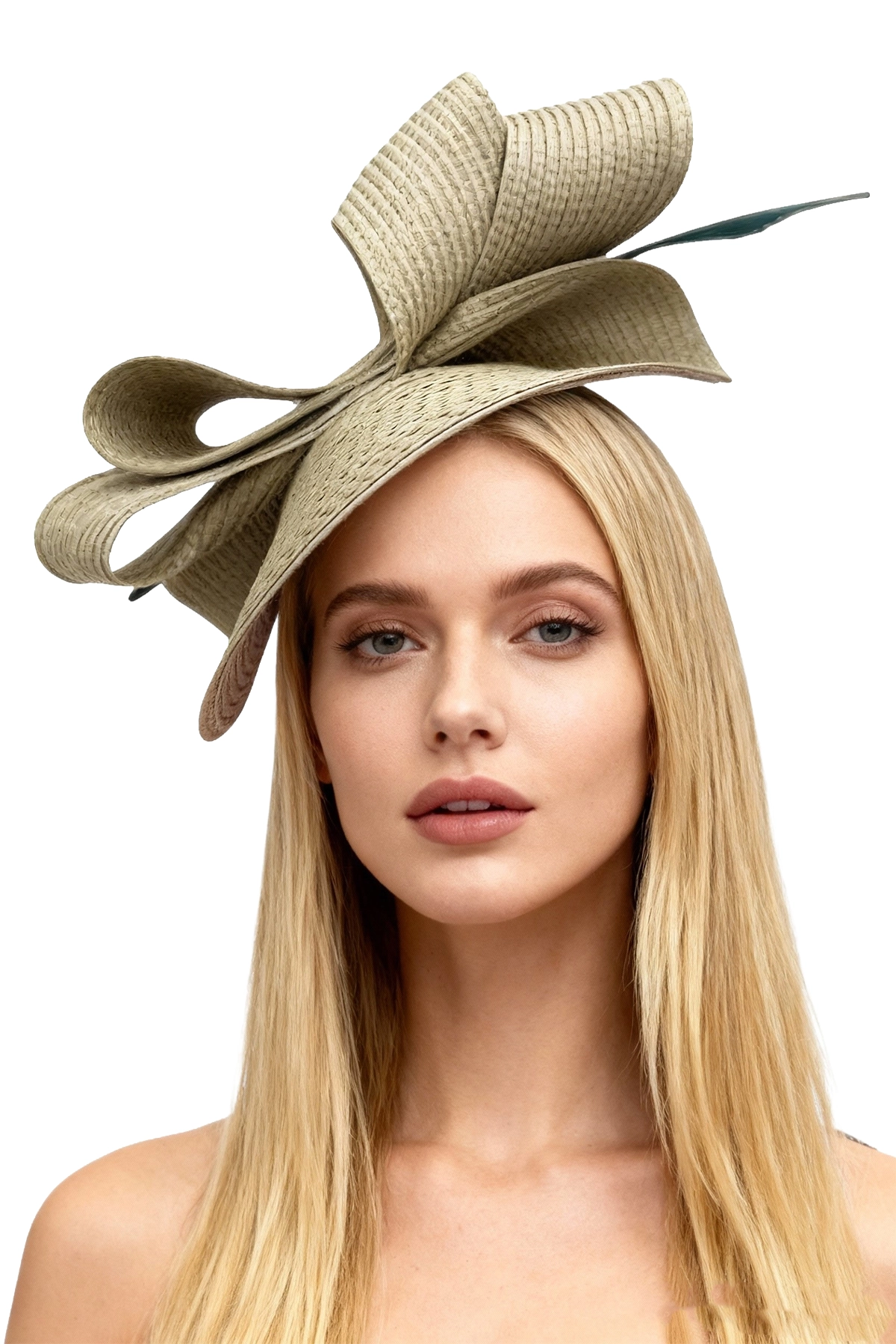 Tocado dorado modelo Paula con plumas diseño unico Tocado dorado modelo Paula con plumas diseño unico