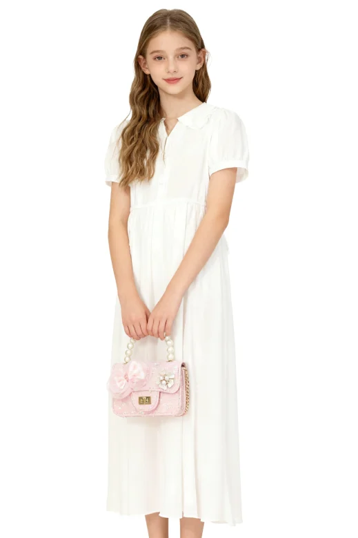 Bolso rosa claro modelo Nieves con perlas